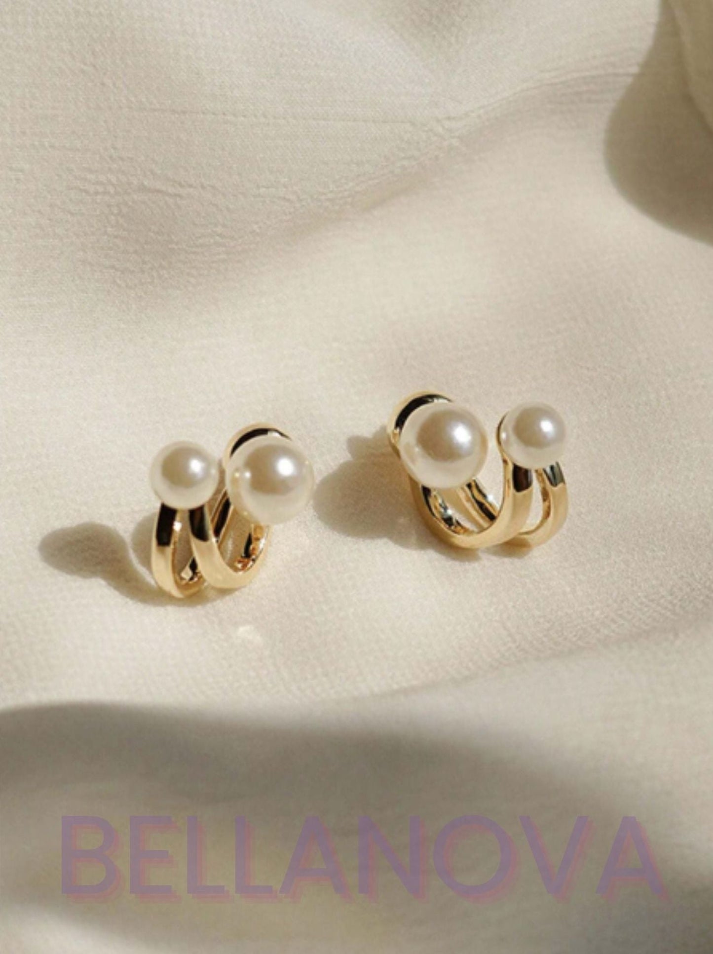Brinco 2 em 1 Pérolas - Folheado a Ouro 18k+ FRETE GRÁTIS