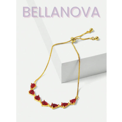 FILIPPA MONTEIRO X BELLA NOVA | Pulseira Ajustável Swarovski e Rubi - Folheado a Ouro 18K+ FRETE GRÁTIS