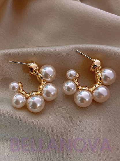 Brincos Círculo Pérolas - Folheado a Ouro 18k + FRETE GRÁTIS