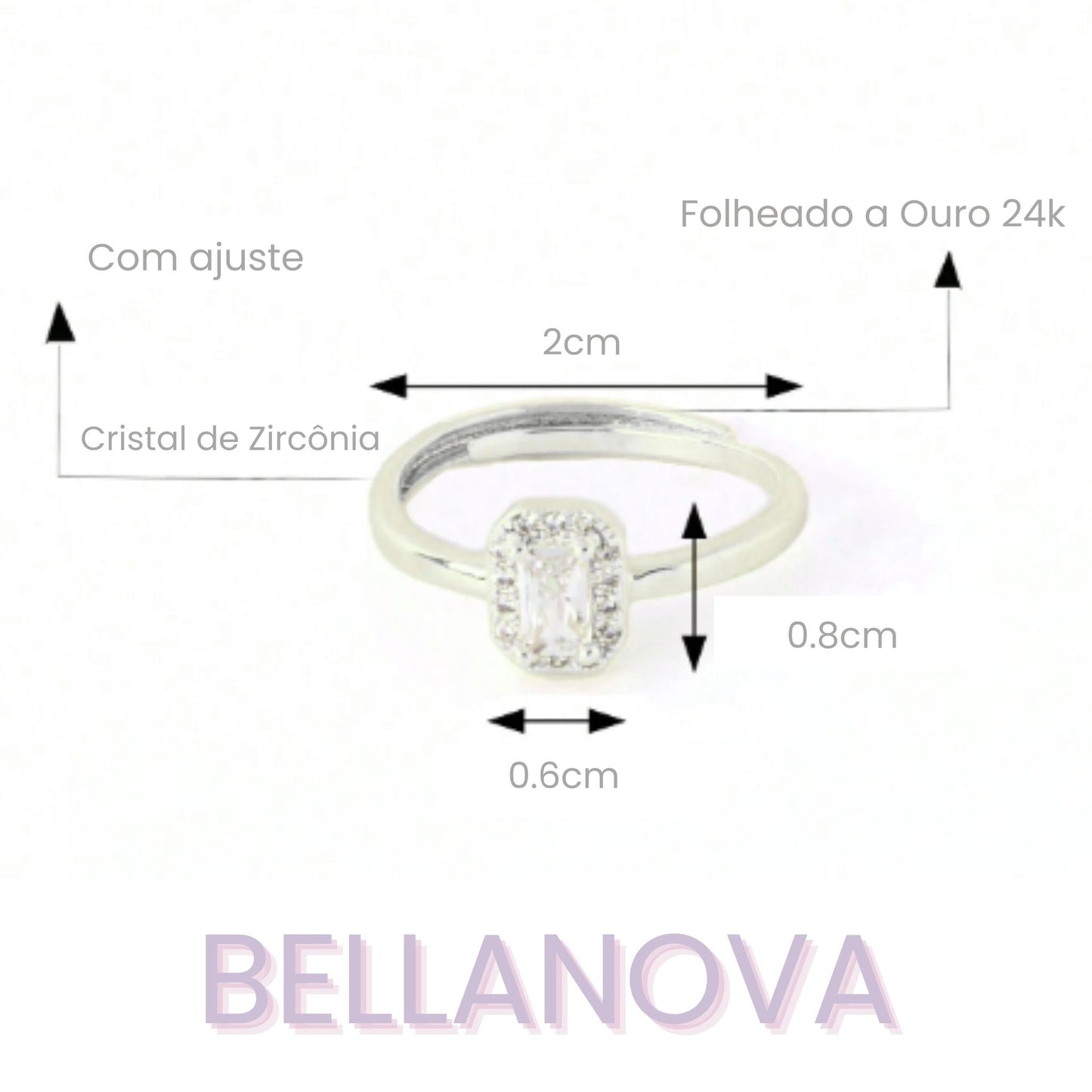 OLIVIA PADANO X BELLA NOVA | Anel Princesa Swarovski Ajustável - Folheado a Ouro 24k+ FRETE GRÁTIS