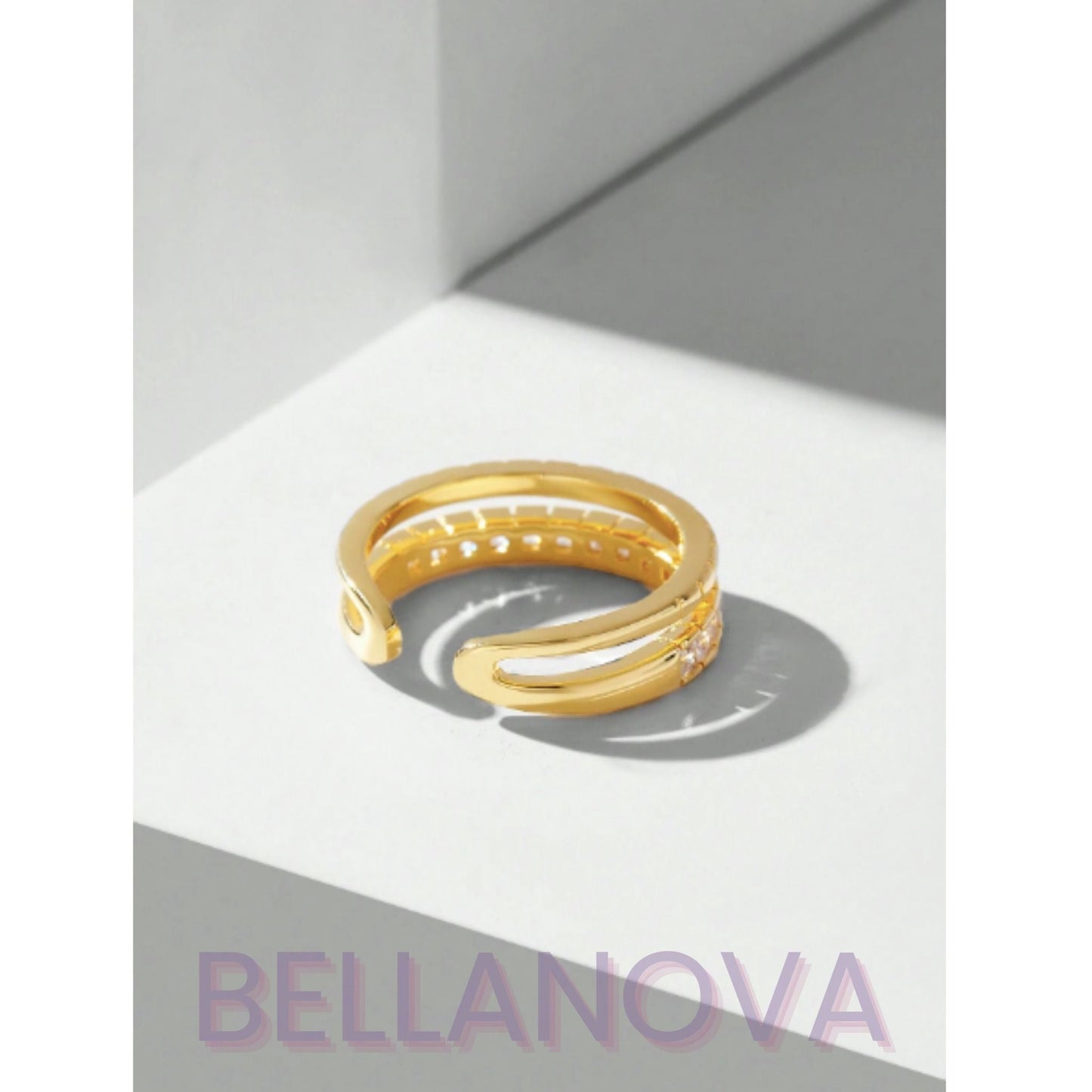 FILIPPA MONTEIRO X BELLA NOVA | Anel Ajustável Swarovski - Folheado a Ouro 18K+ FRETE GRÁTIS