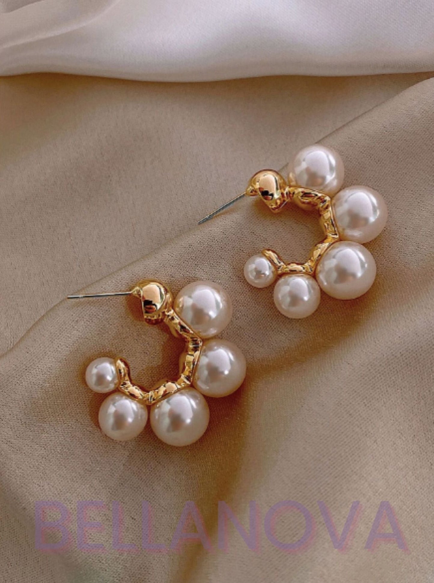 Brincos Círculo Pérolas - Folheado a Ouro 18k + FRETE GRÁTIS