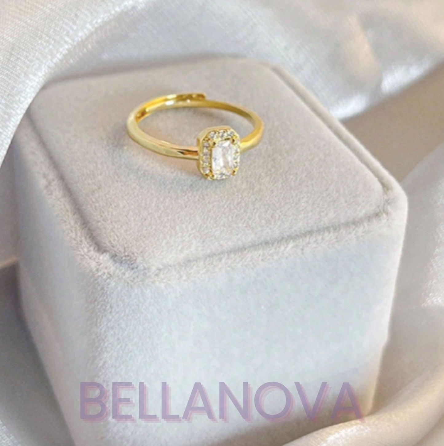 OLIVIA PADANO X BELLA NOVA | Anel Princesa Swarovski Ajustável - Folheado a Ouro 24k+ FRETE GRÁTIS
