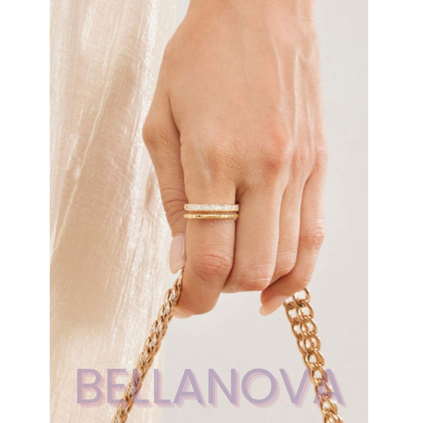 FILIPPA MONTEIRO X BELLA NOVA | Anel Ajustável Swarovski - Folheado a Ouro 18K+ FRETE GRÁTIS