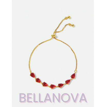 FILIPPA MONTEIRO X BELLA NOVA | Pulseira Ajustável Swarovski e Rubi - Folheado a Ouro 18K+ FRETE GRÁTIS