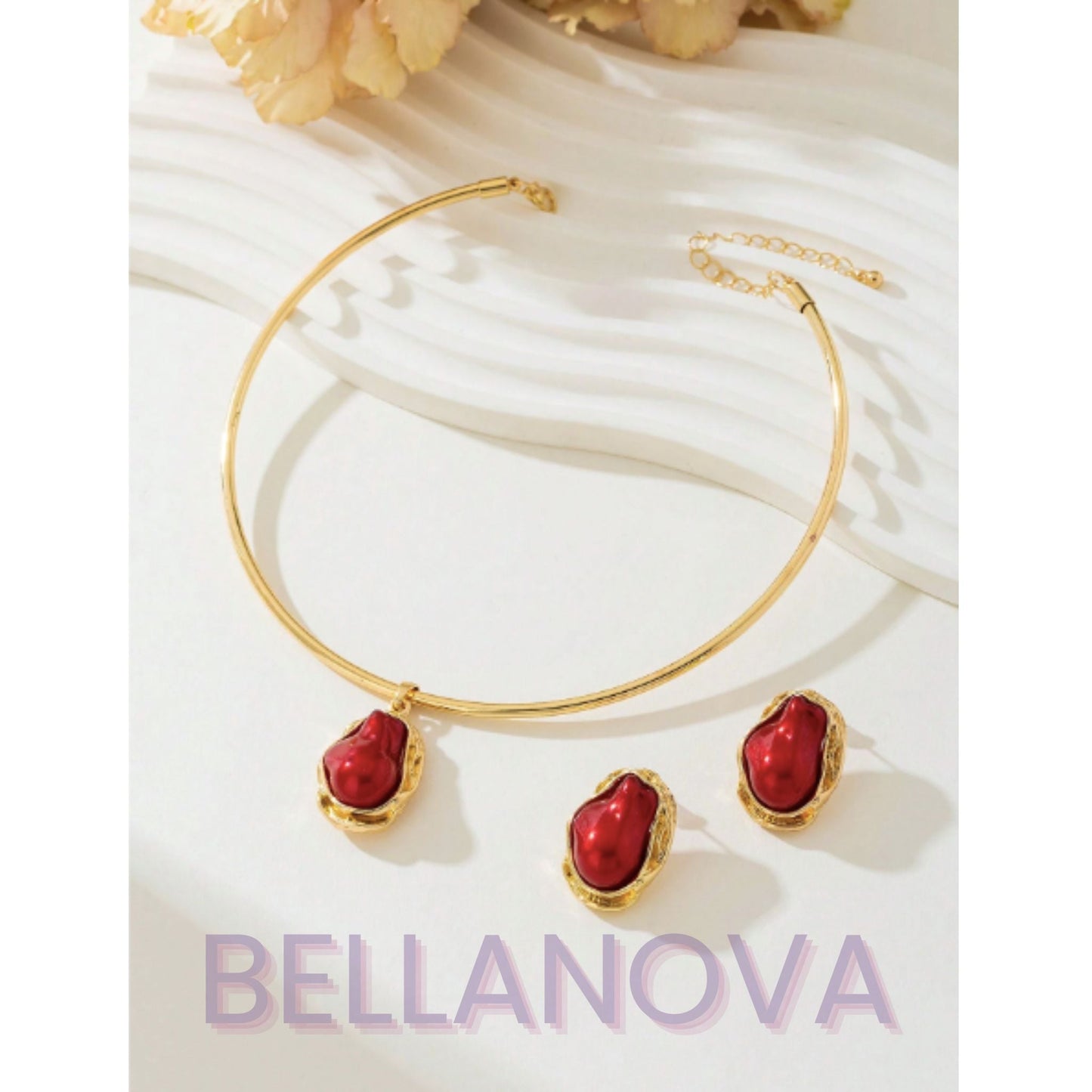 Kit 3pçs Rubi Indiano - Folheado a Ouro 18k + FRETE GRÁTIS