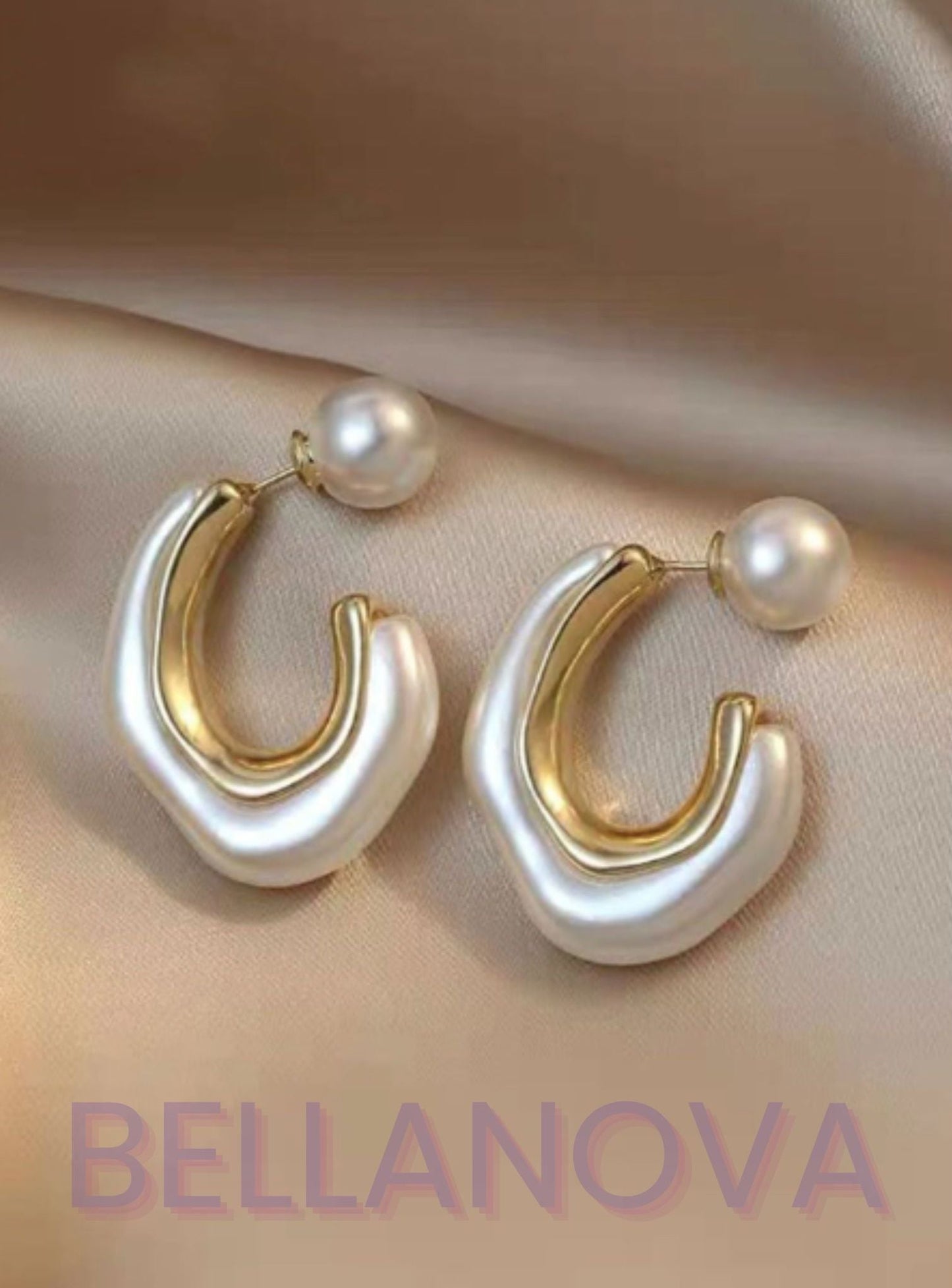 Brincos Geométricos e Pérolas - Folheado a Ouro 18k + FRETE GRÁTIS