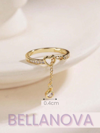 OLIVIA PADANO X BELLA NOVA | Anel Coração Ponto Luz Swarovski - Folheado a Ouro 24k+ FRETE GRÁTIS
