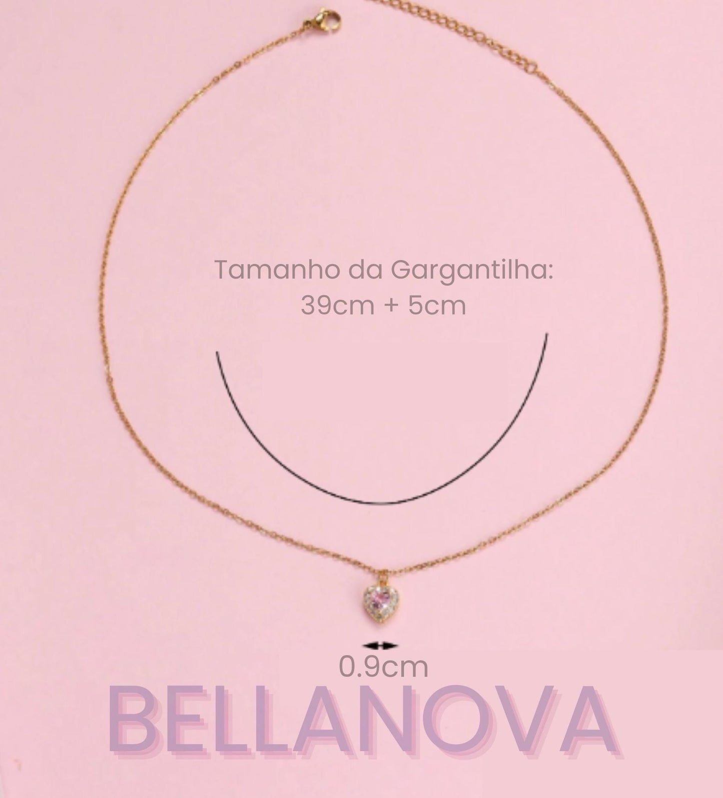 OLIVIA PADANO X BELLA NOVA | Gargantilha Coração Rosa Swarovski - Folheado a Ouro 24k+ FRETE GRÁTIS