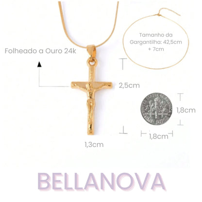 OLIVIA PADANO X BELLA NOVA | Gargantilha com Pingente Sagrado Jesus - Folheado a Ouro 24k+ FRETE GRÁTIS