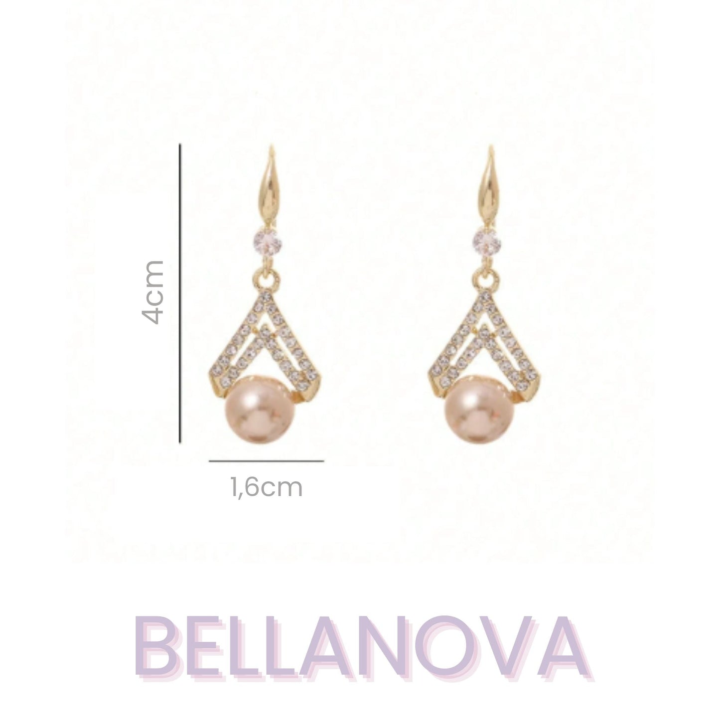 Brincos Pérolas Rosé e Zircônias - Folheado a Ouro 18k + FRETE GRÁTIS