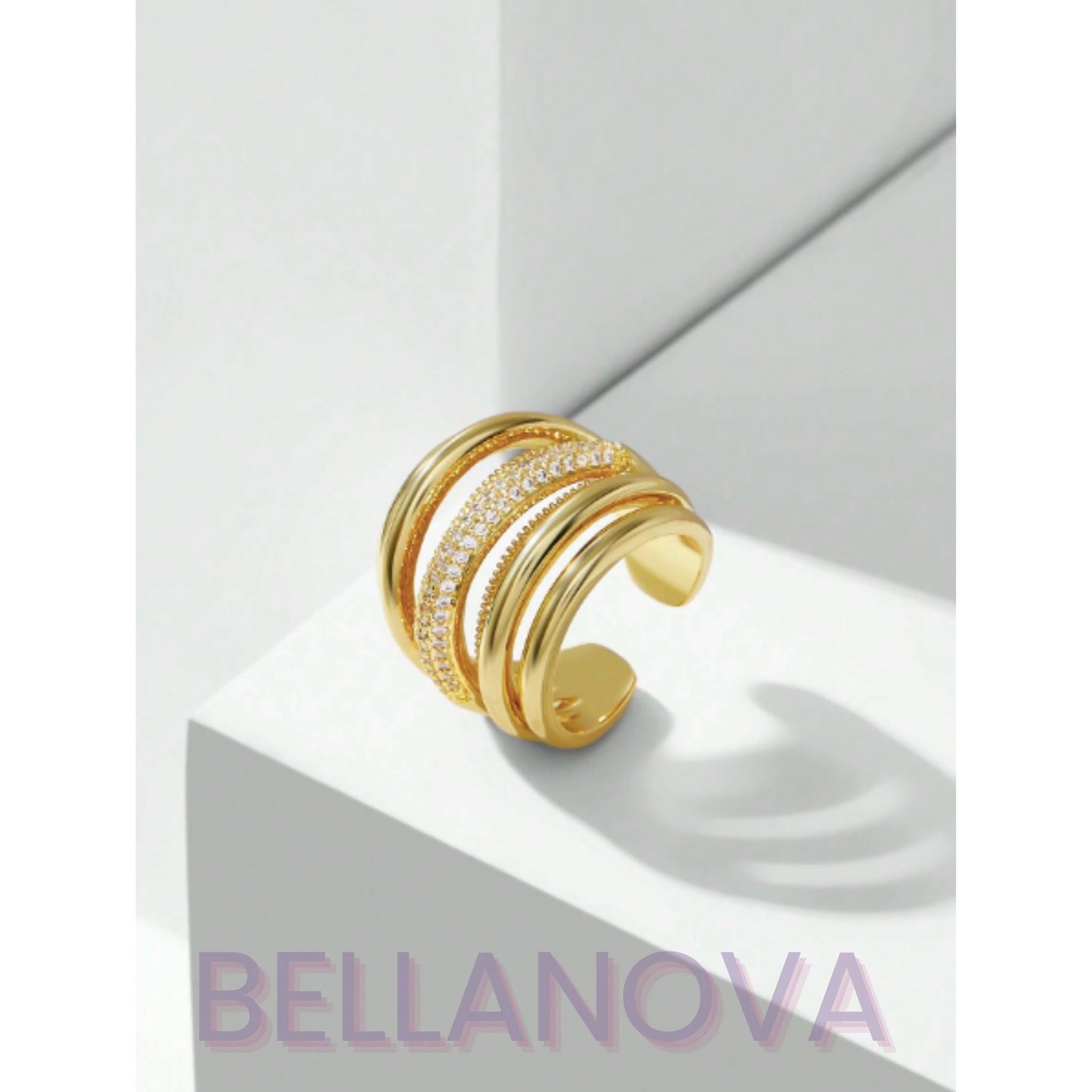 Anel Camadas Swarovski™ - Folheado a Ouro 18K+ FRETE GRÁTIS