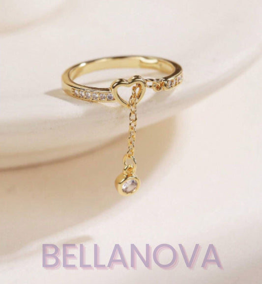 OLIVIA PADANO X BELLA NOVA | Anel Coração Ponto Luz Swarovski - Folheado a Ouro 24k+ FRETE GRÁTIS