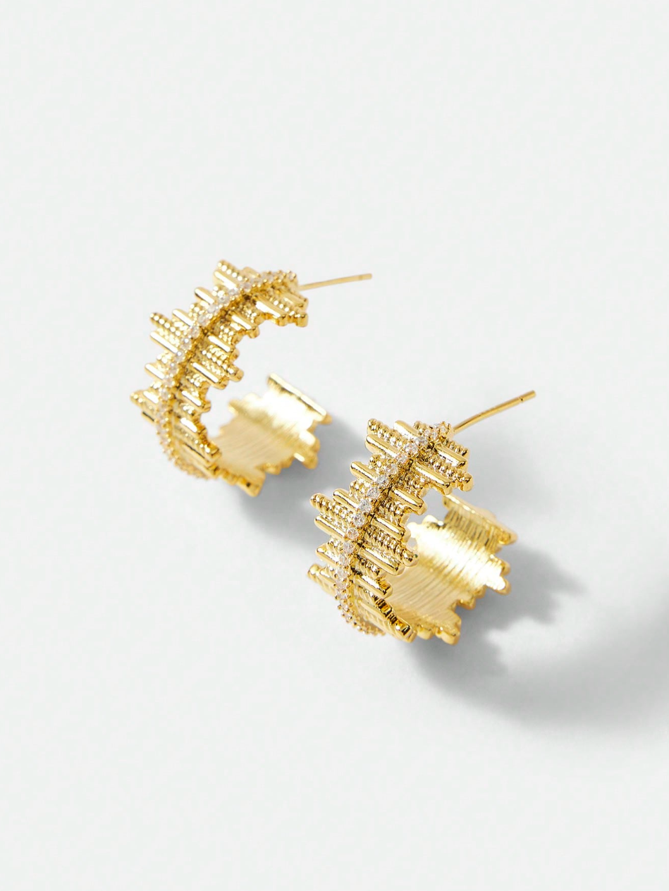[NOVO] Brinco Aurora Swarovski™- Cravejado com Zircônias - Folheado a Ouro 18k + FRETE GRÁTIS
