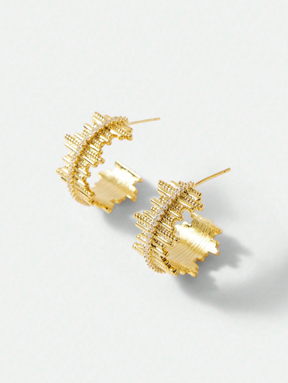 [NOVO] Brinco Aurora Swarovski™- Cravejado com Zircônias - Folheado a Ouro 18k + FRETE GRÁTIS