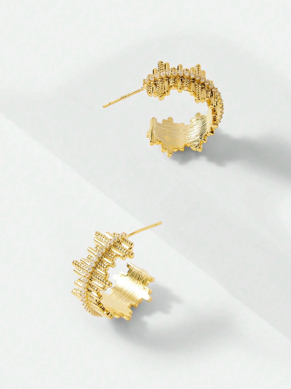 [NOVO] Brinco Aurora Swarovski™- Cravejado com Zircônias - Folheado a Ouro 18k + FRETE GRÁTIS
