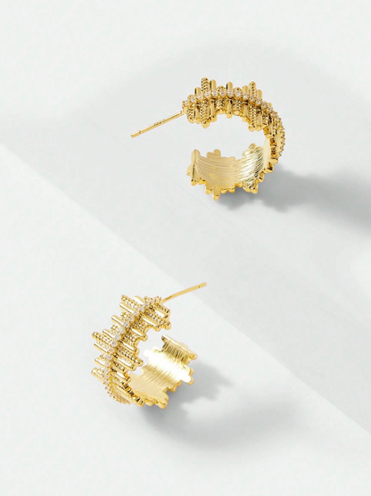[NOVO] Brinco Aurora Swarovski™- Cravejado com Zircônias - Folheado a Ouro 18k + FRETE GRÁTIS