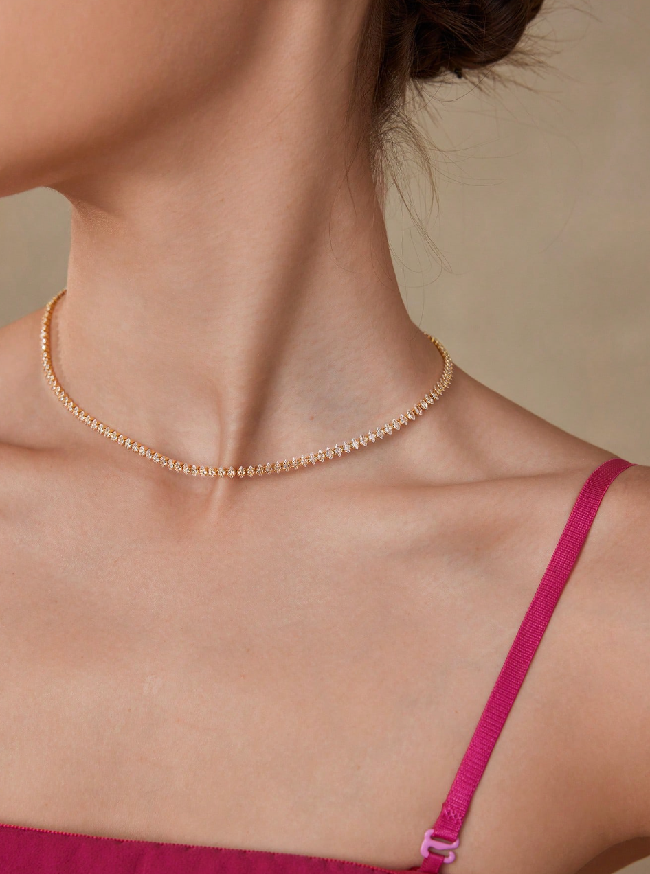 [NOVO] Colar Bridge Swarovski™- Cravejado com Zircônias - Folheado a Ouro 18k + FRETE GRÁTIS