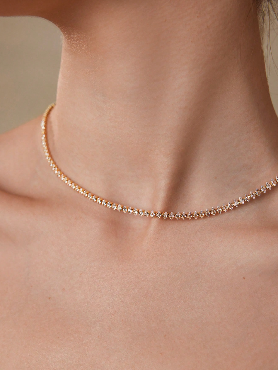 [NOVO] Colar Bridge Swarovski™- Cravejado com Zircônias - Folheado a Ouro 18k + FRETE GRÁTIS