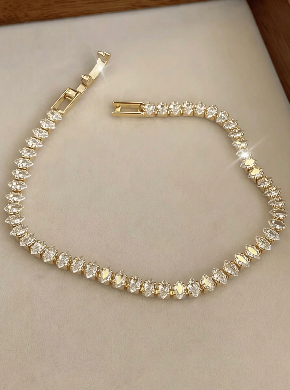 [NOVO] Bracelete Milano Swarovski™- Cravejado com Zircônias - Folheado a Ouro 18k + FRETE GRÁTIS