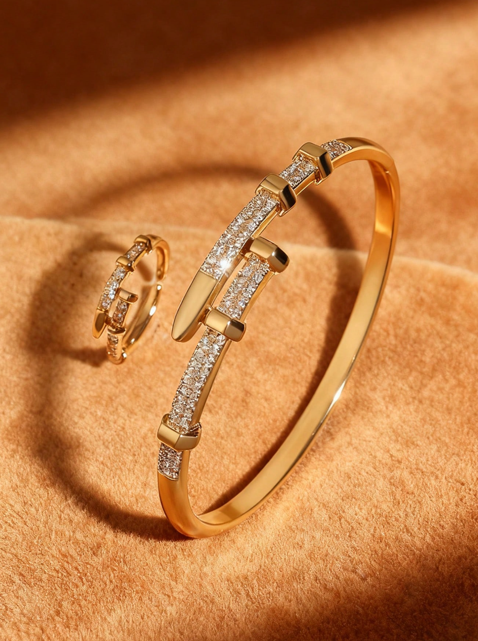 [NOVO] Kit 2pçs Portofino Swarovski™ - Folheado a Ouro 18k + FRETE GRÁTIS