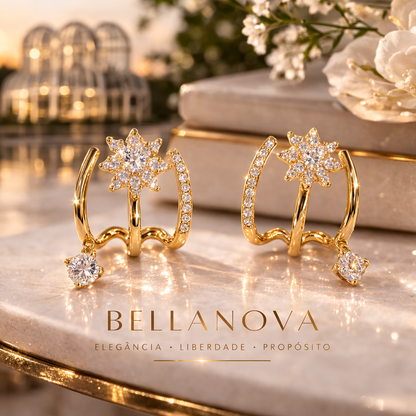 Brincos 3 Pontas™ - Folheado a Ouro 18k + FRETE GRÁTIS