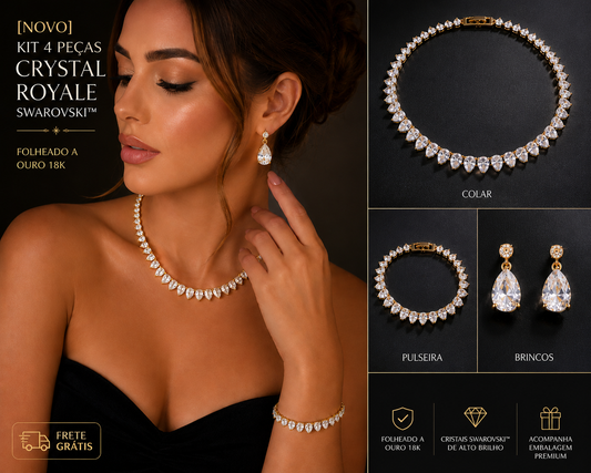[NOVO] Kit 4pçs Crystal Royale Swarovski™ - Folheado a Ouro 18k + FRETE GRÁTIS