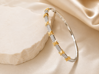 [NOVO] Bracelete Capri Swarovski™- Cravejado com Zircônias - Folheado a Ouro 18k + FRETE GRÁTIS