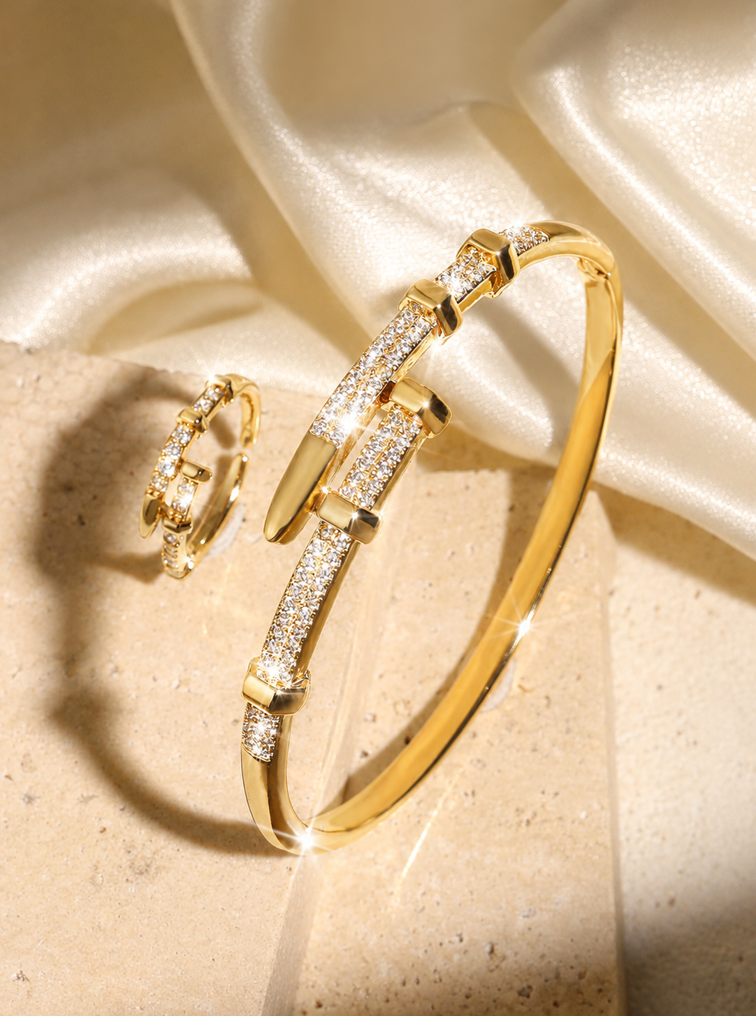 [NOVO] Kit 2pçs Portofino Swarovski™ - Folheado a Ouro 18k + FRETE GRÁTIS