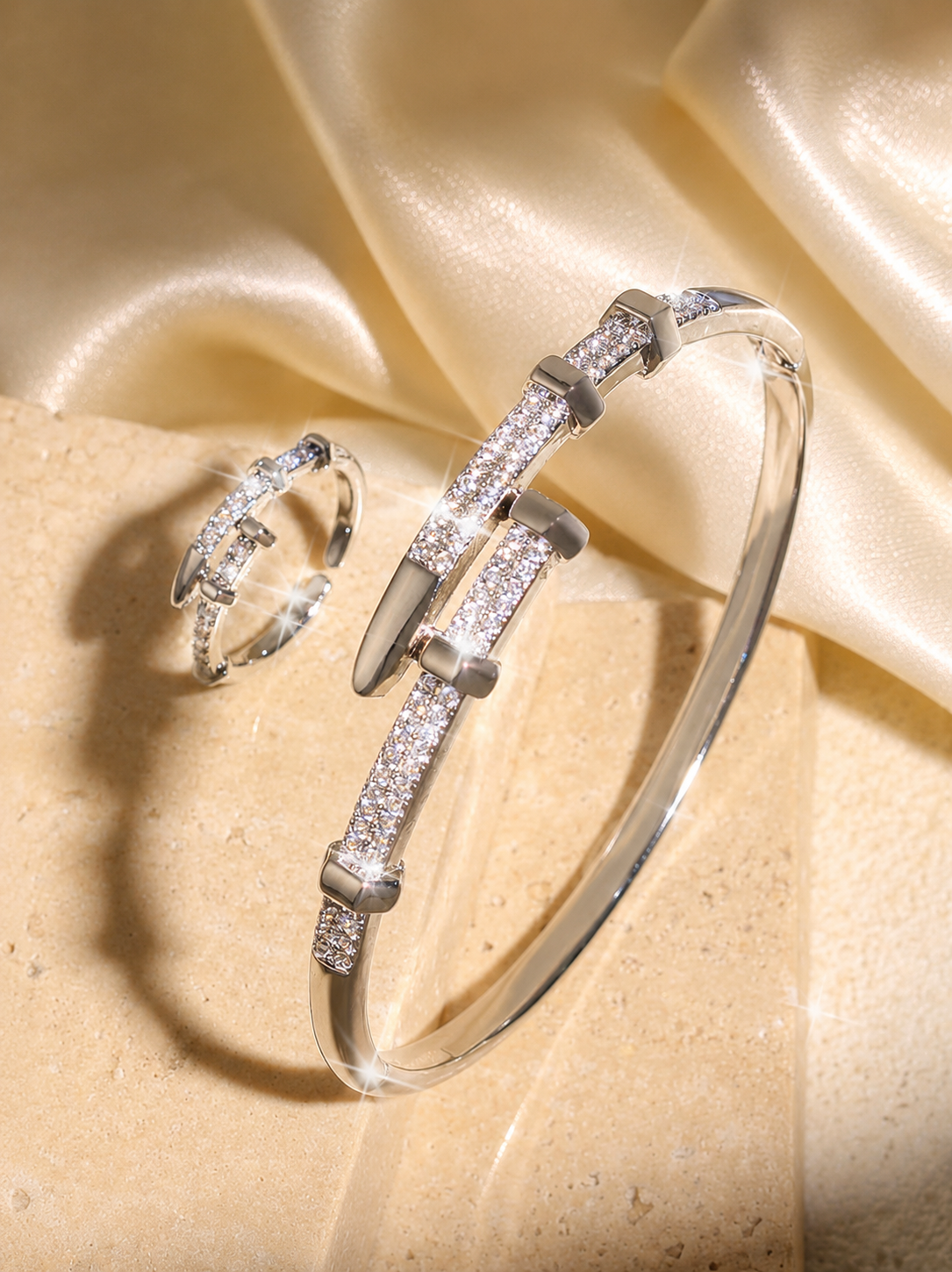[NOVO] Kit 2pçs Portofino Swarovski™ - Folheado a Ouro 18k + FRETE GRÁTIS
