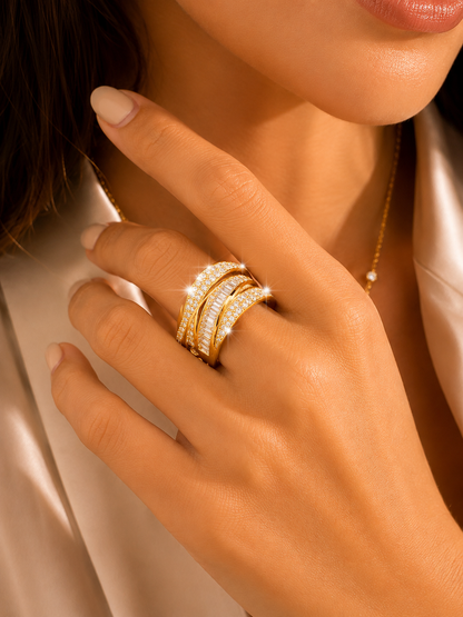 [NOVO] Anel Amalfi Swarovski™ - Folheado a Ouro 18k + FRETE GRÁTIS